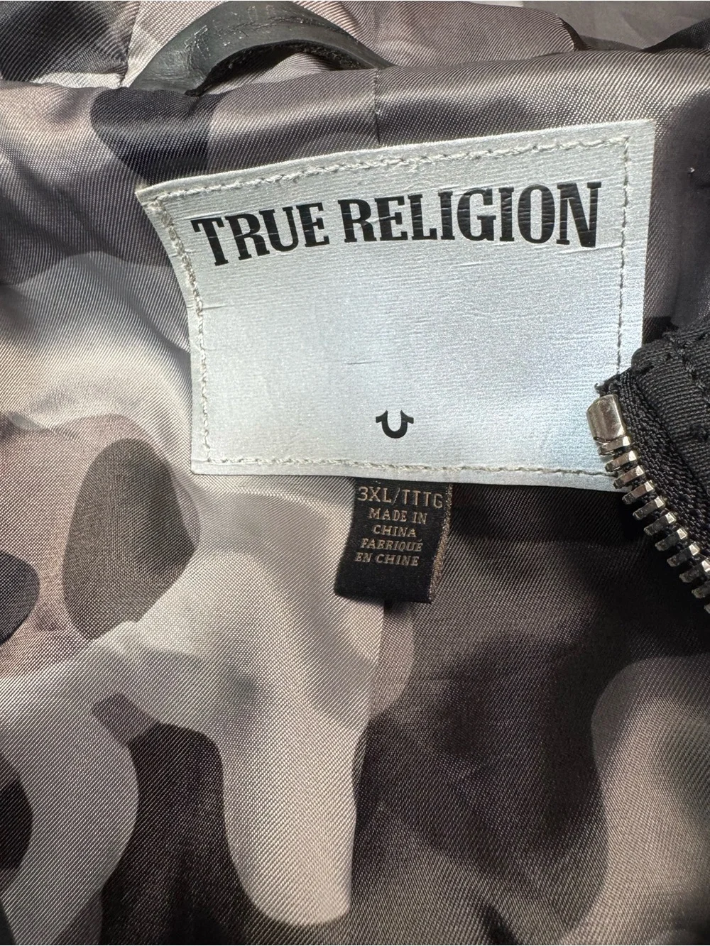 True Religion Black Hooded Reflective Moto Jacket Jet Black MC431TF1 Size 3XL